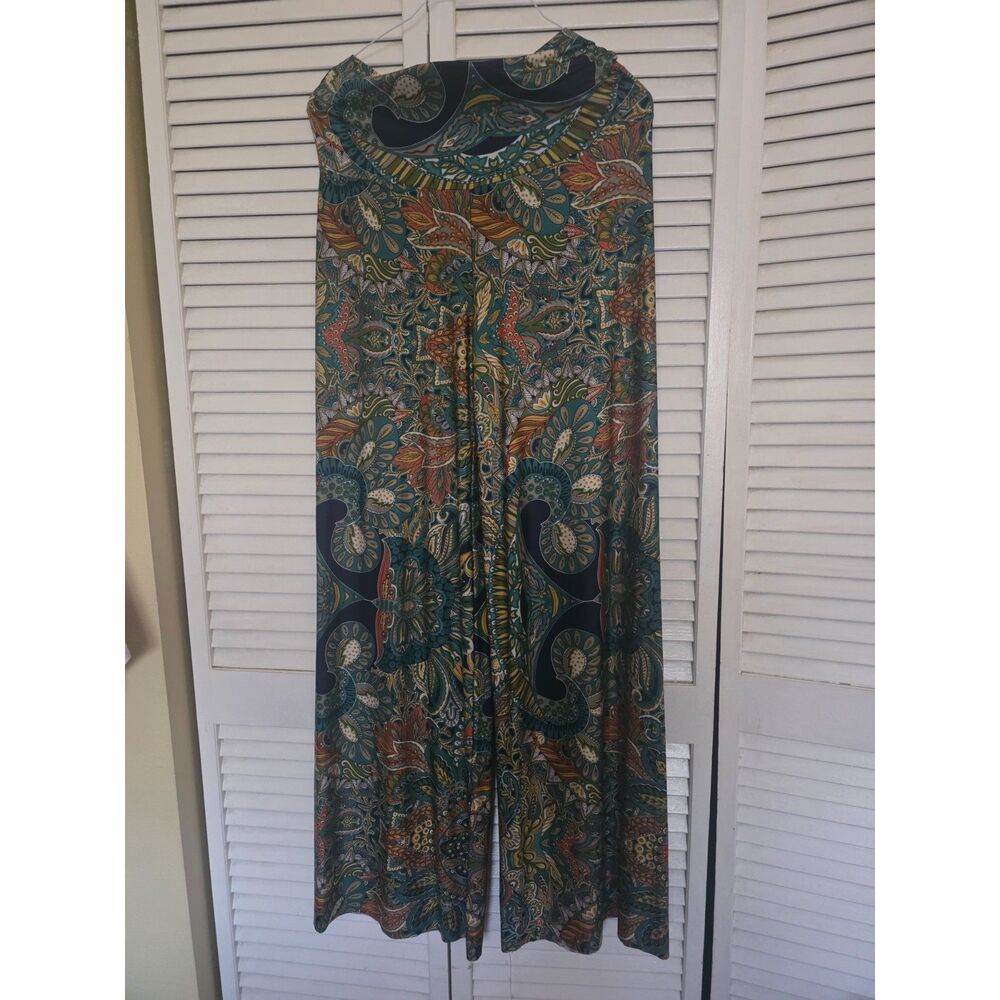 Melissa Paige Tribal Paisley Print Palazzo Boho Wide-Leg Pants Vibrant Floral